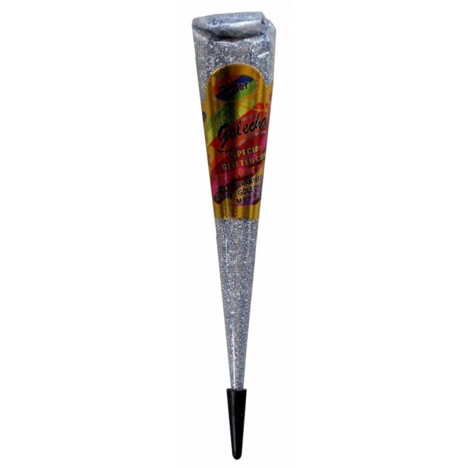 Golecha Glitter Cones for Temporary Henna Tattoos (Silver)