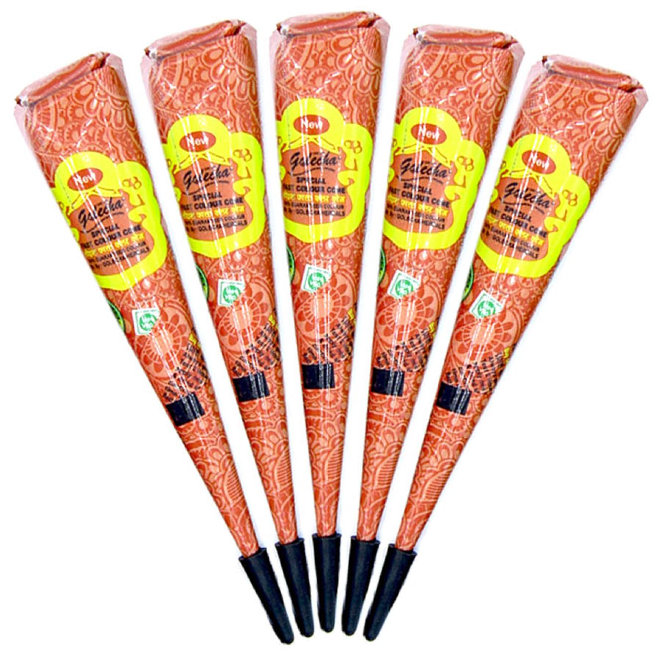Lot De 5 Cônes De Henné Naturel Golecha - Marron/bordeaux, Pour Tatouages Temporaires