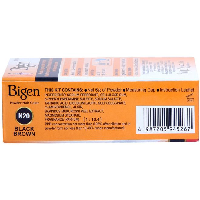 Bigen Permanent Powder Hair Color - N20 (Black Brown) 6g