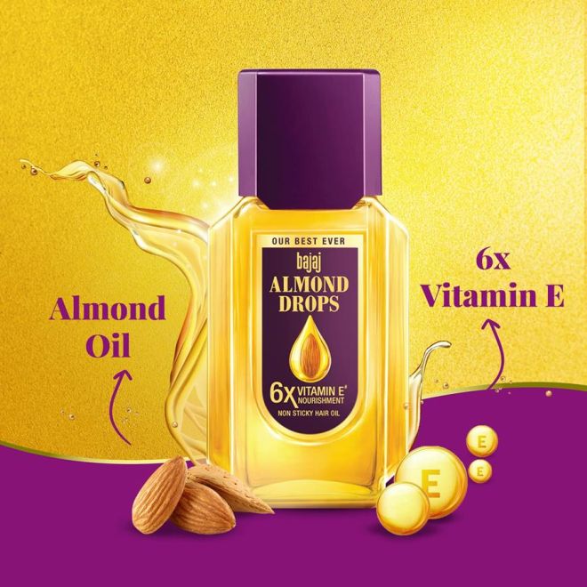 Bajaj Almond Drops Hair Oil (nicht verklebendes Mandel-Haaröl mit Vitamin E)