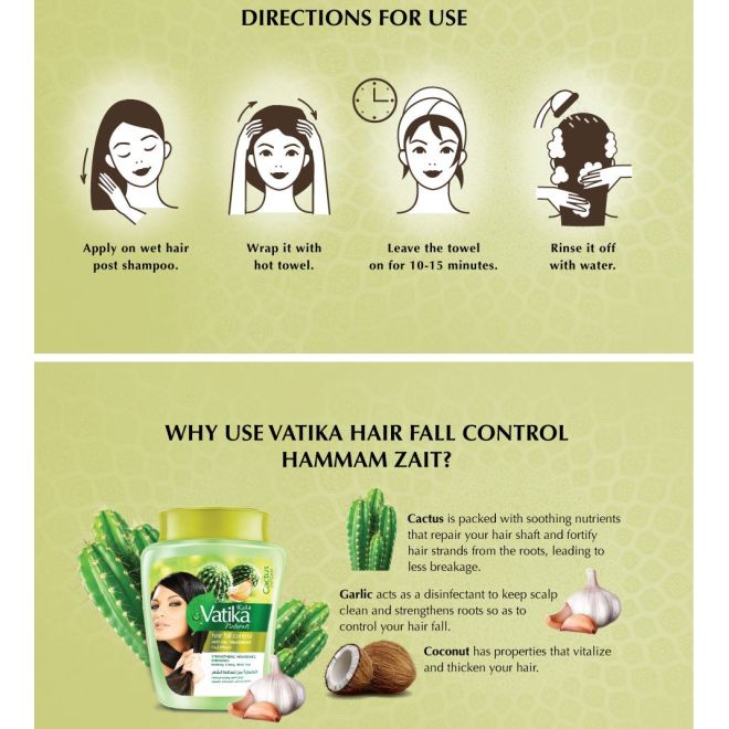 Vatika Wild Cactus Multivitamin Hot Oil Hair Mask (Hair Fall Control) 500g