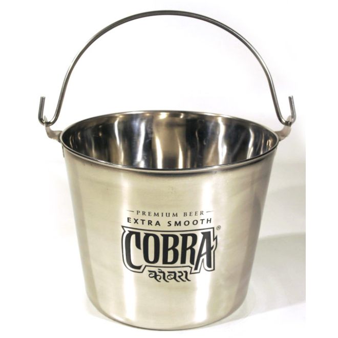 Cobra Bier Eis-Behälter, Eimer mit Griff aus Edelstahl