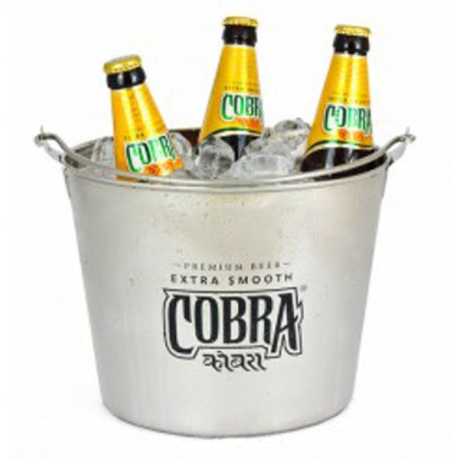 Cobra Bier Eis-Behälter, Eimer mit Griff aus Edelstahl