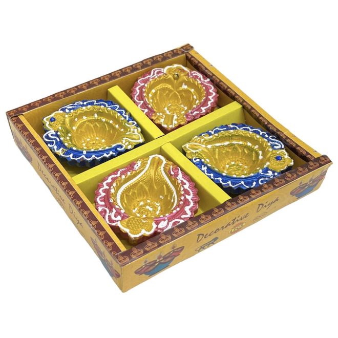 4 pcs. Clay Diya-Set