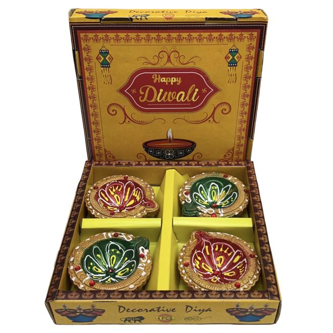 4 pcs. Clay Diya-Set