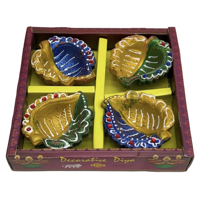 4 pcs. Clay Diya-Set