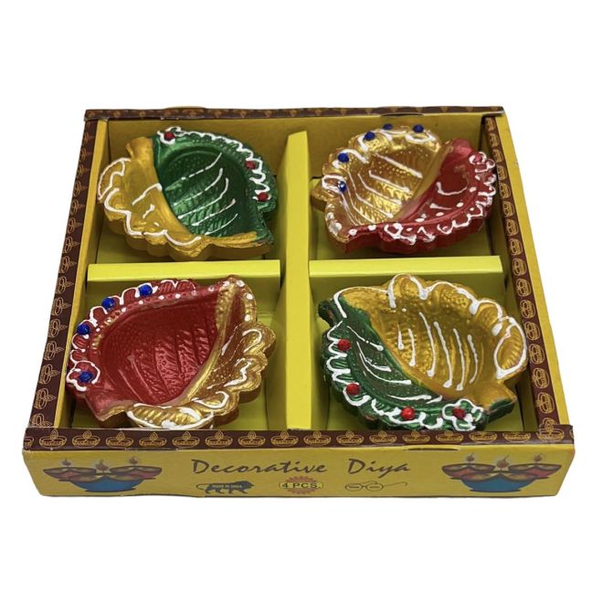4 pcs. Clay Diya-Set
