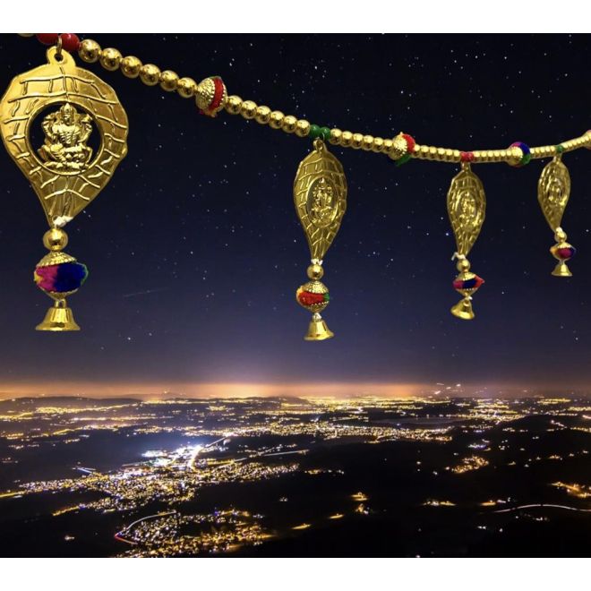 Toran Ganesh Laxmi im Blatt - Türbehang für Pujas, Partys, Zeremonien, Feste usw. (110 cm)