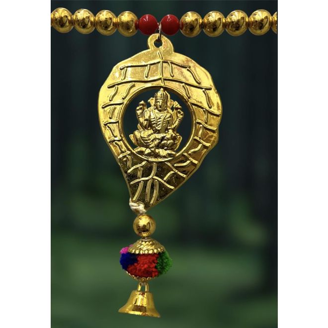 Toran Ganesh Laxmi im Blatt - Türbehang für Pujas, Partys, Zeremonien, Feste usw. (110 cm)