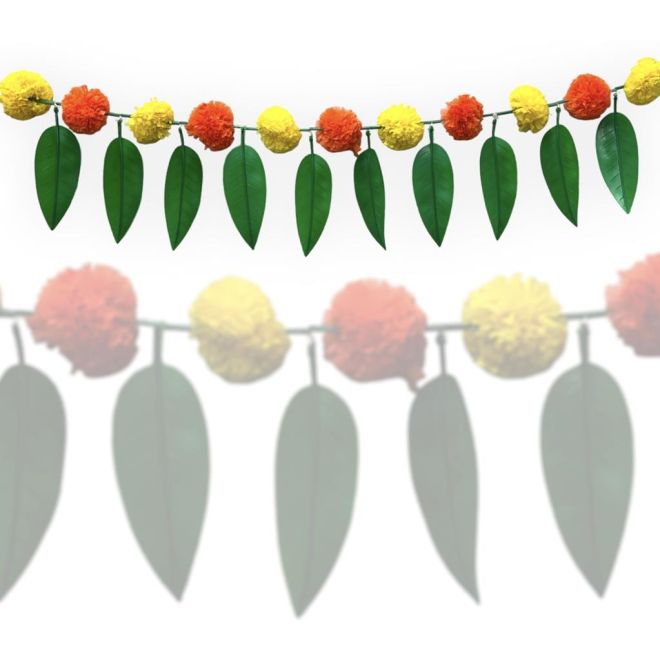 Toran Leaf Flowers - Türbehang für Pujas, Partys, Zeremonien, Feste usw. (90 cm)