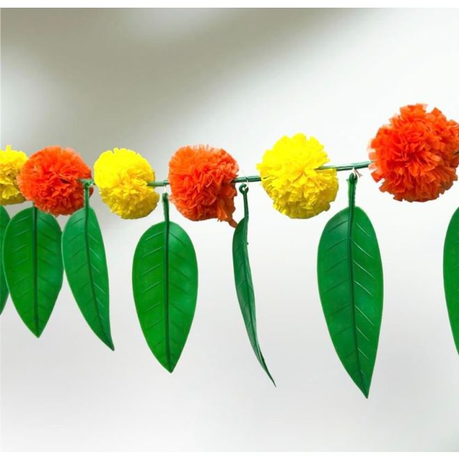 Toran Leaf Flowers - Türbehang für Pujas, Partys, Zeremonien, Feste usw. (90 cm)