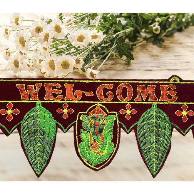 Toran Welcome Ganpati - Türbehang für Pujas, Partys, Zeremonien, Feste usw. (95 cm)