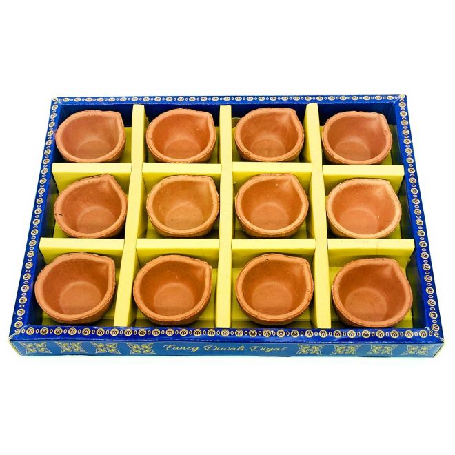 12 Stk. Classic Clay Puja Diya (Öllämpchen aus Lehm, Handgefertigt.)