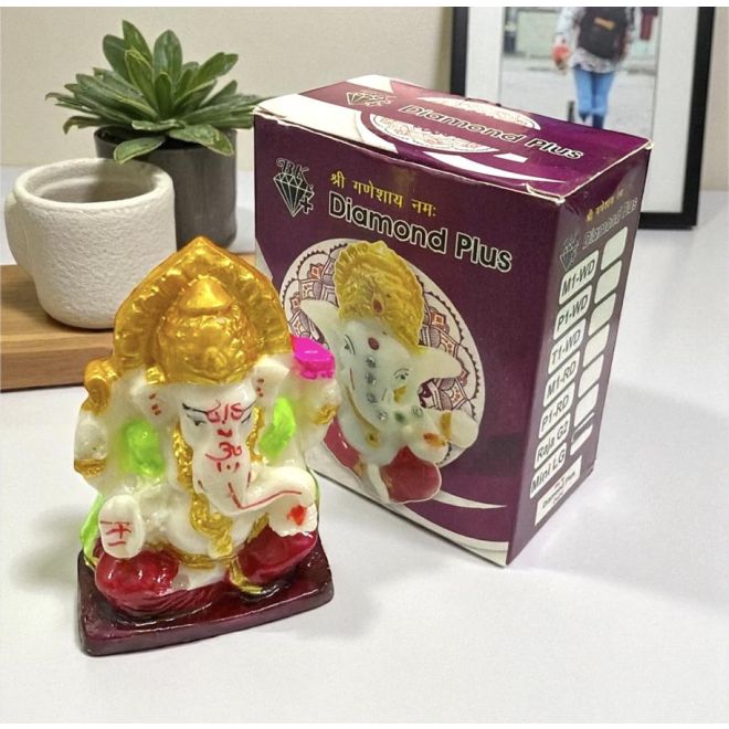 Ganesha Idol, Ganpati Murti Statue - Made of Marble Dust (7x6x3 cm)