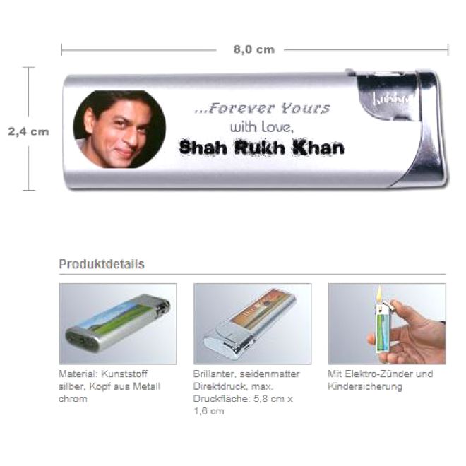 Edles Feuerzeug mit Shahrukh Khan Motiv 2013
