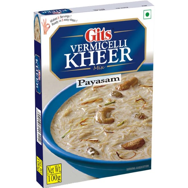 Gits Vermicelli Kheer Mix - Payasam (für Milchdessert mit Nudeln & trockenen Früchten) 100g