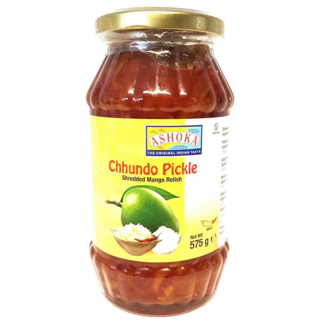 Ashoka Chhundo Pickle (Beilage aus geschredderten Mangos) 575g
