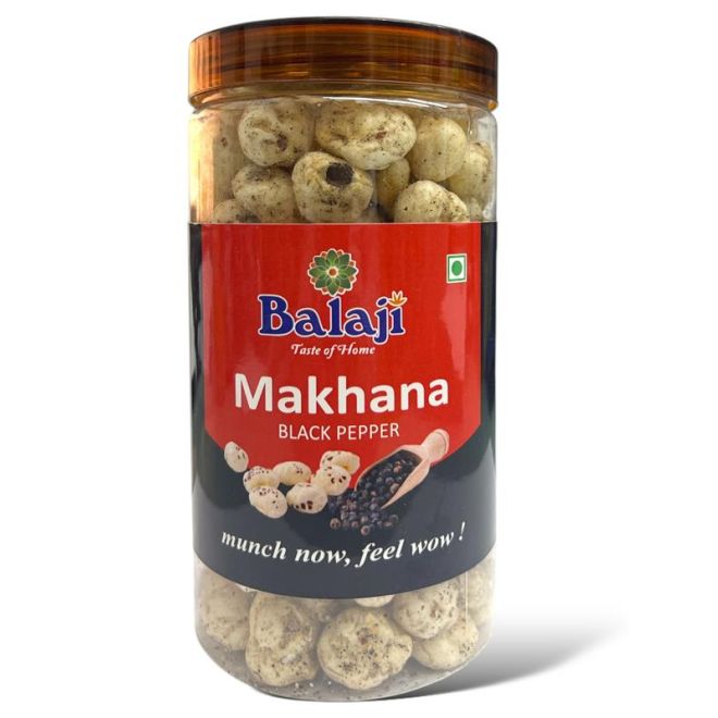 Balaji Roasted & Seasoned Phool Makhana, Black Pepper (Geröstete & Gewürzte Fuchsnüsse) 75g