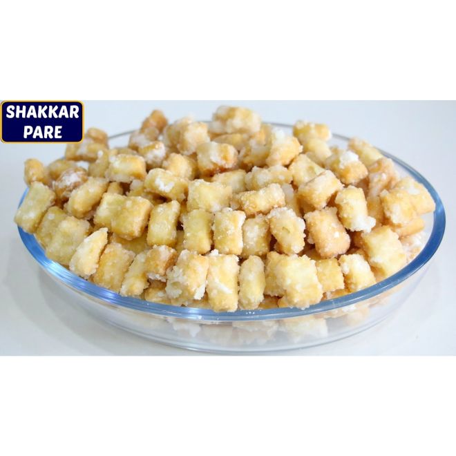 Frische Sakkarpare White, खुरमे (Zuckerüberzogene Würfelförmige knusprige Snacks aus Weizenmehl) 400g