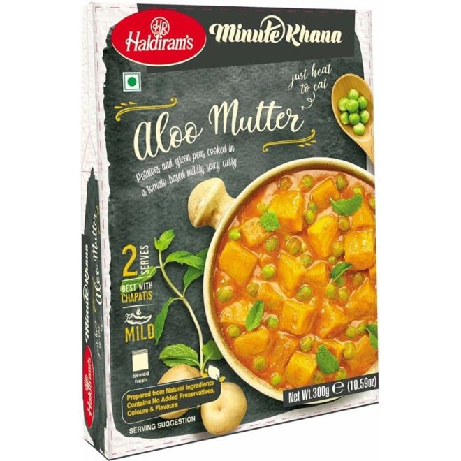 Haldiram Aloo Mutter (ready-to-eat meal of potatoes and peas) 300g
