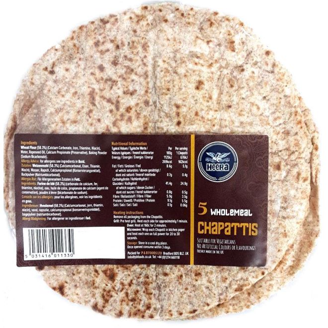 Heera Wholemeal Chapattis, Rotis (Indische fertige Chapattis) 350g