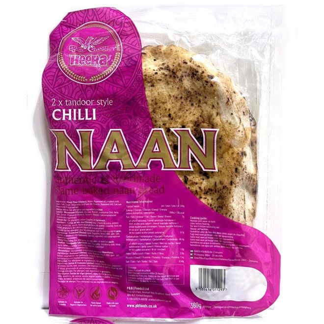 Heera Chilli Naan, Tandoori Style - 360g (2 Stück)