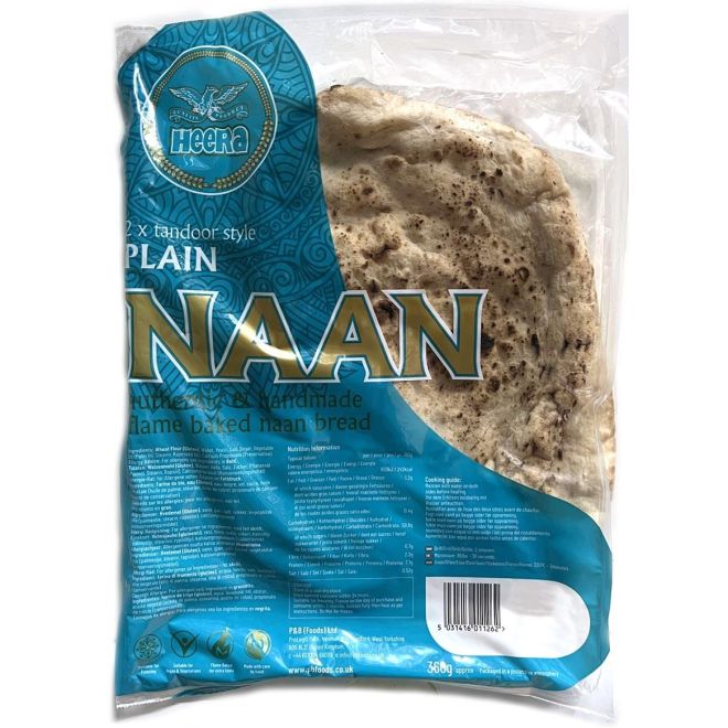 Heera Plain Naan, Tandoori Style - 360g (2 Stück)