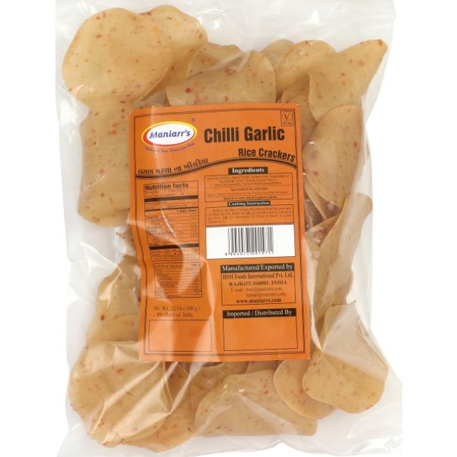 Maniarr Khichiya, Rice Crackers - Chilli Garlic (gerösteter Snack) 200g