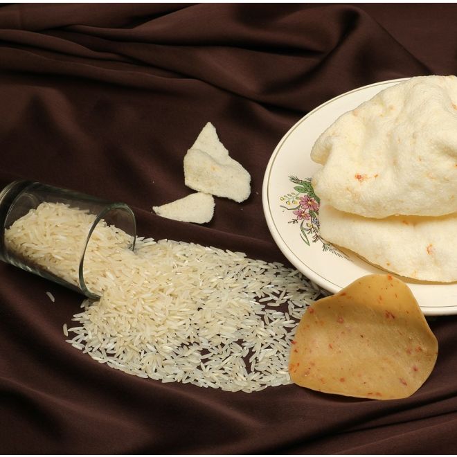 Maniarr Khichiya, Rice Crackers - Chilli Garlic (gerösteter Snack) 200g