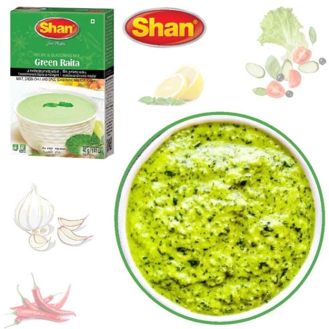 Shan Green Raita (Gewürzmischung aus Minze, grünem Chili und Gewürzen für Joghurt) 40g