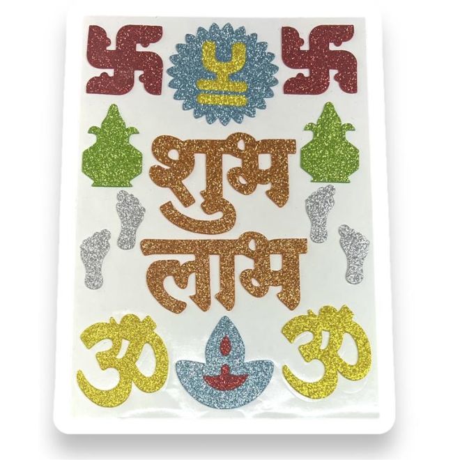Shubh Laabh - Decorative Foam Self Adhesive Colourful Stickers on A4 Sheet