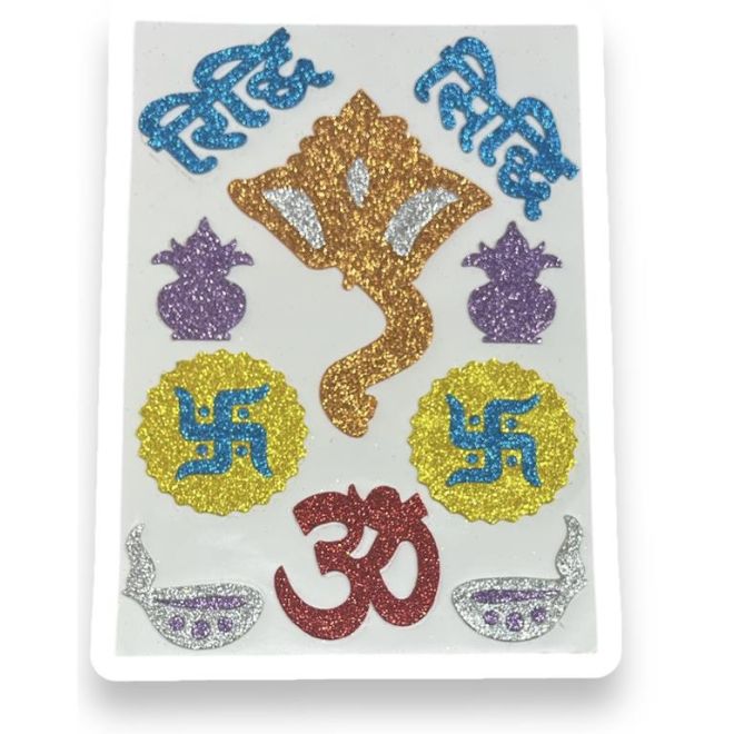 Om Ridhi Sidhi - Decorative Foam Self Adhesive Colourful Stickers on A4 Sheet