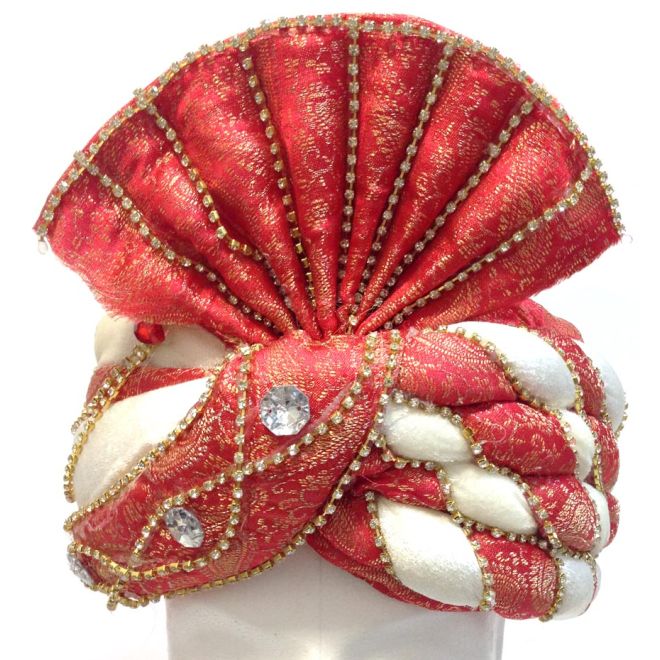 Herren-Turban für Fasching, Karneval, Hochzeit usw. | Reichlich verziert mit Strass- & Glassteinen | Flexible Größe