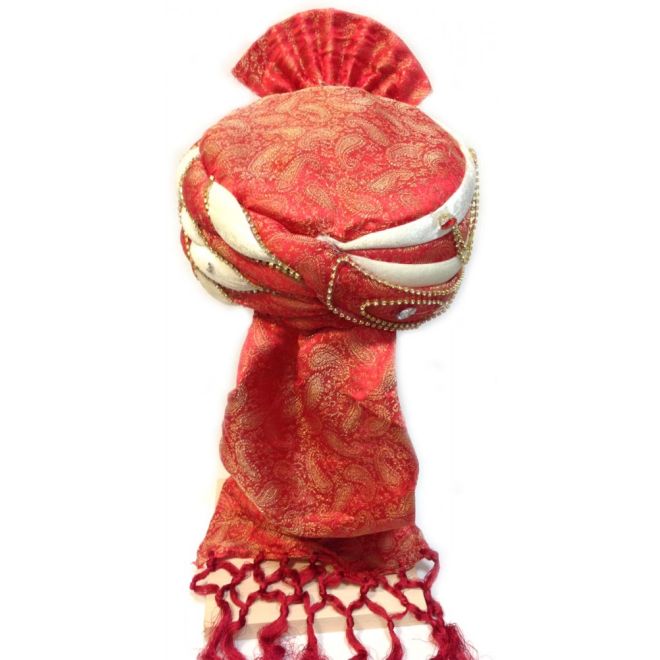 Herren-Turban für Fasching, Karneval, Hochzeit usw. | Reichlich verziert mit Strass- & Glassteinen | Flexible Größe
