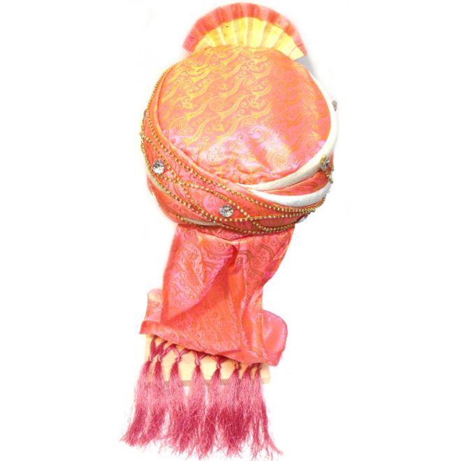 Herren-Turban für Fasching, Karneval, Hochzeit usw. | Reichlich verziert mit Strass- & Glassteinen | Flexible Größe