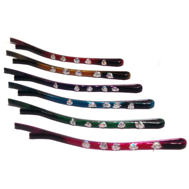 Beautiful Colored Hair Clips with Shiny Stones