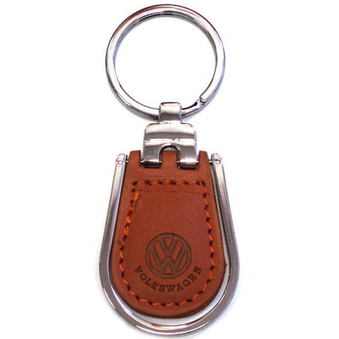 VW (Volkswagen) - Hochwertiger Autoschlüsselanhänger aus Edelstahl/Leder