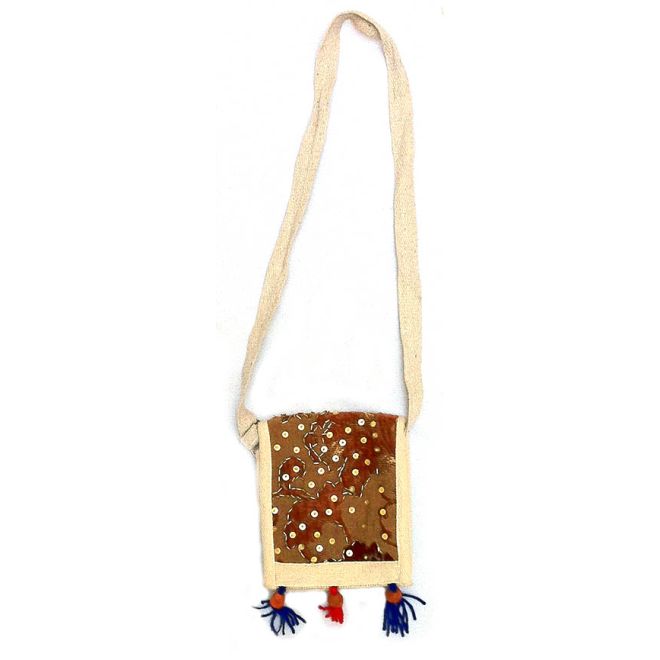 Farbenfrohe Baumwoll-Handtasche - Aufwändig Bestickt, mit Pailletten