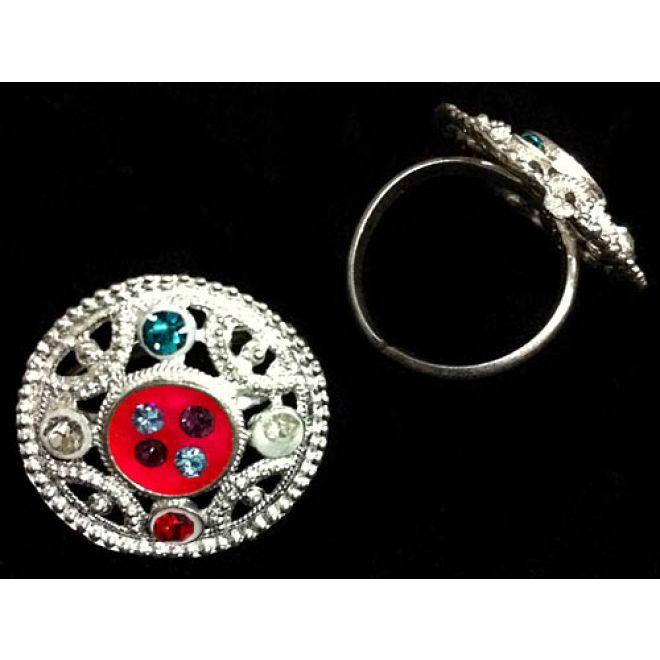 Beautiful Ring with Rhinestones - Adjustable in Size / For Fingers and Toes