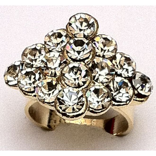 Hochwertiger Vergoldeter Ring mit Glänzenden Strasssteinen / Größenverstellbar