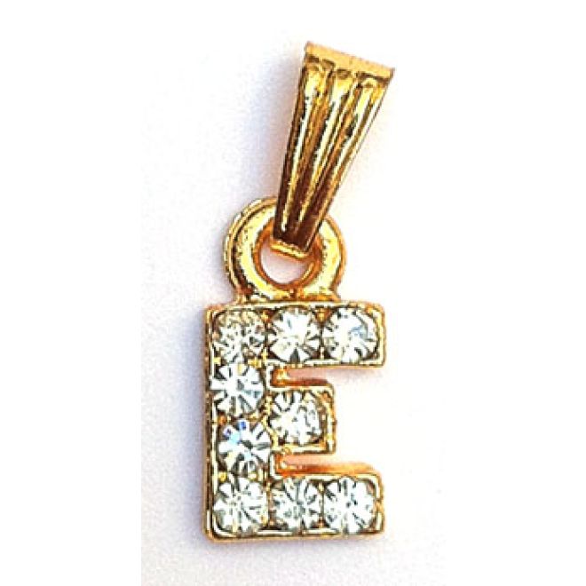 Vergoldeter Kettenanhänger - Buchstabe "E" - Mit Strasssteinen