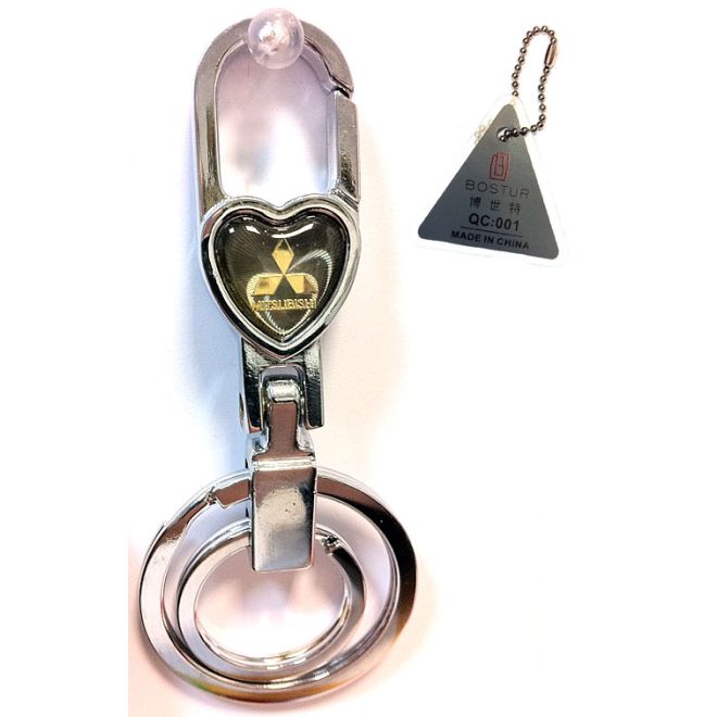 MITSUBISHI - Edler Glänzender Auto-Schlüsselanhänger - Mit Emblem hinter Glas