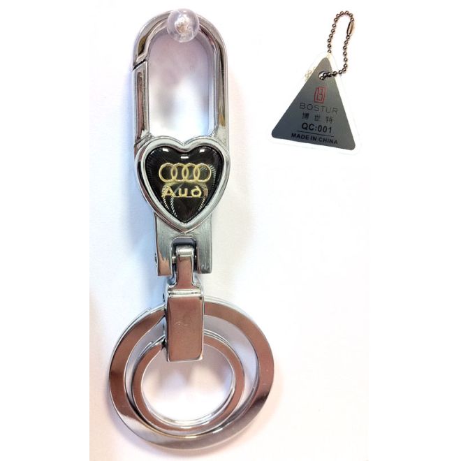 AUDI - Edler Glänzender Auto-Schlüsselanhänger - Mit Emblem hinter Glas