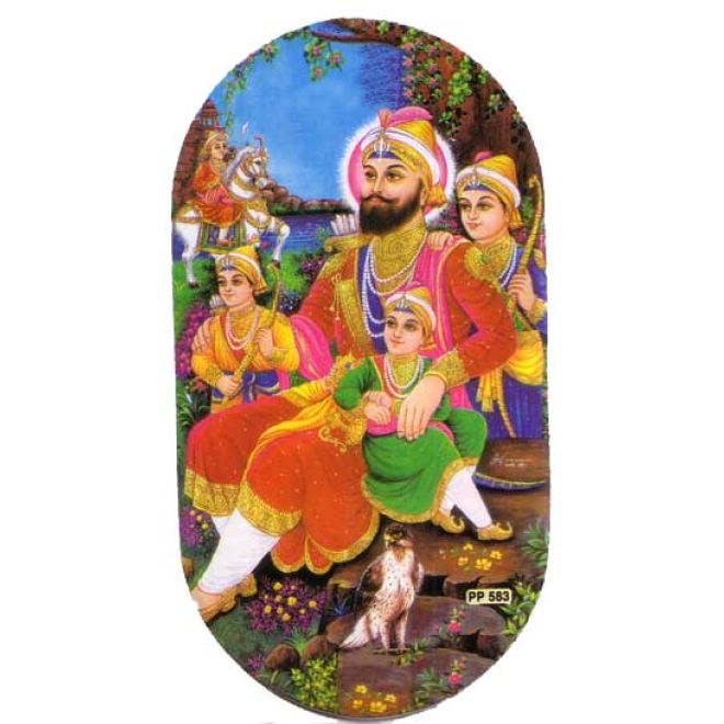Aufkleber doppelseitig - Guru Gobind Singh mit seinen Kindern