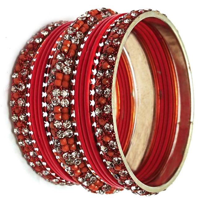 13Stk. Armreifen-Set mit bunten Glitzersteine aus Metall