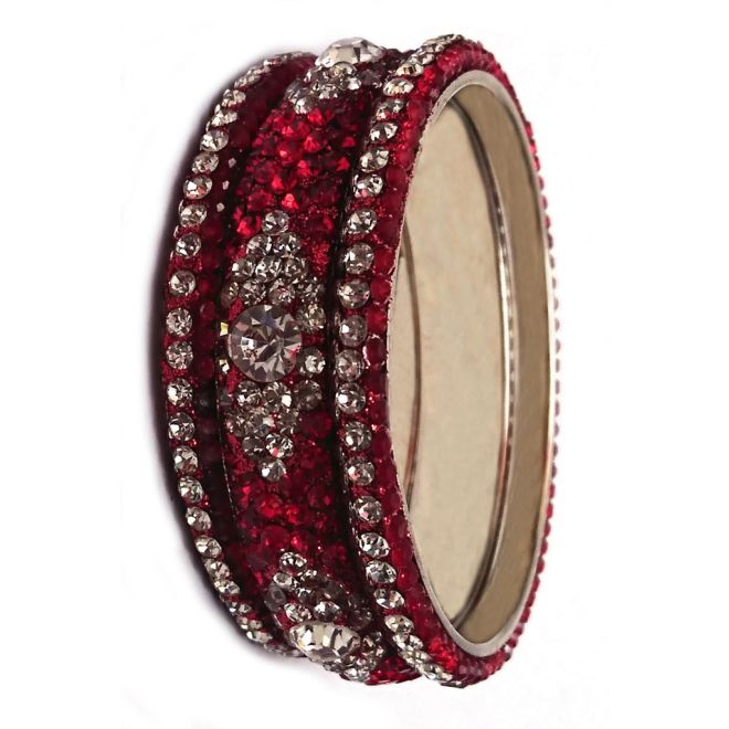 3er Armreifen-Set mit bunten Glitzersteine aus Metall