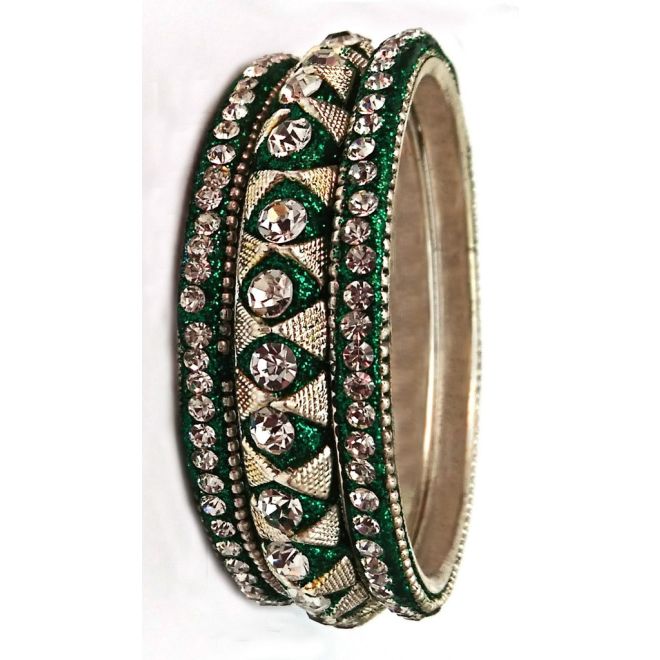 3pcs. Bangles-Set with colorful rhinestones, made of metal