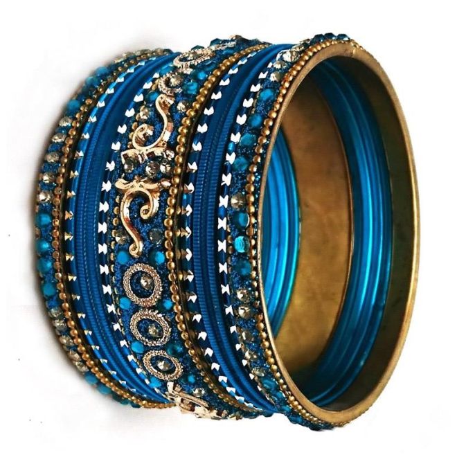11pcs. Bangles-Set with colorful rhinestones, made of metal