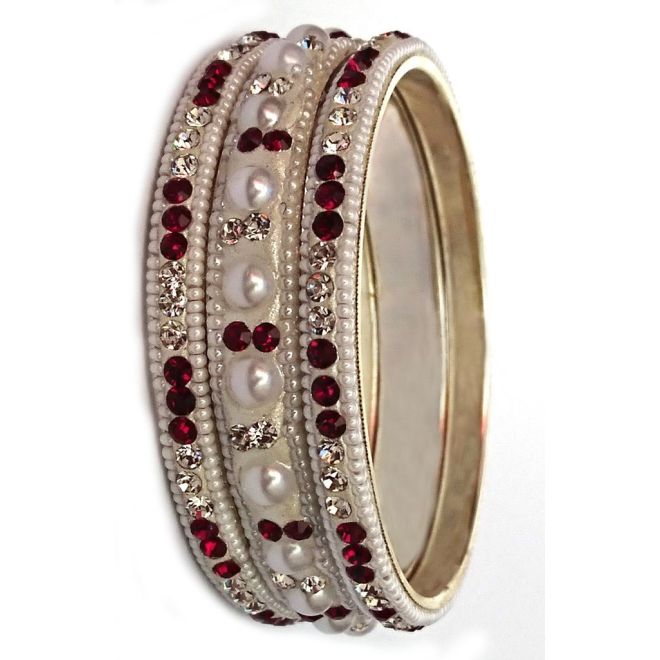 3pcs. Bangles-Set with colorful rhinestones, made of metal