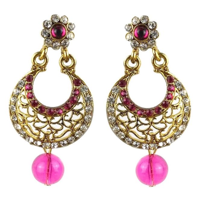 Jhumka - Fancy Earrings in Bollywood Style (Size: 5x2,5cm)